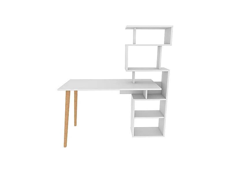 Bureau avec étagères Bardon L133cm Blanc