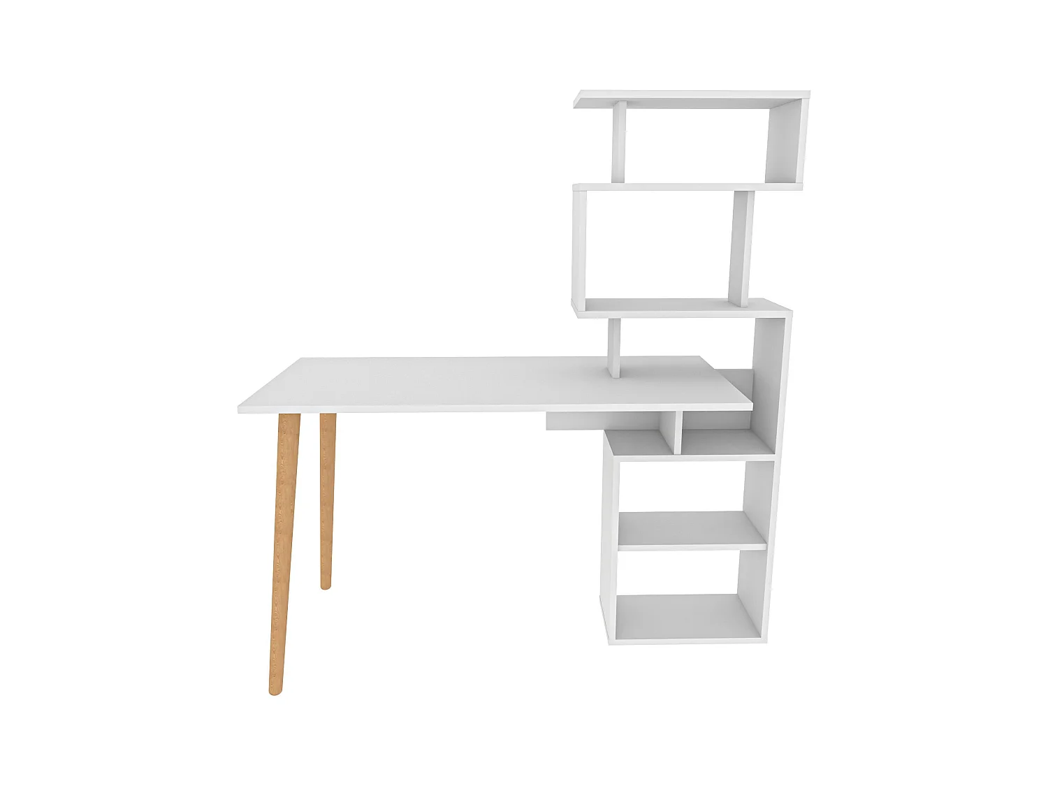 Bureau avec étagères Bardon L133cm Blanc