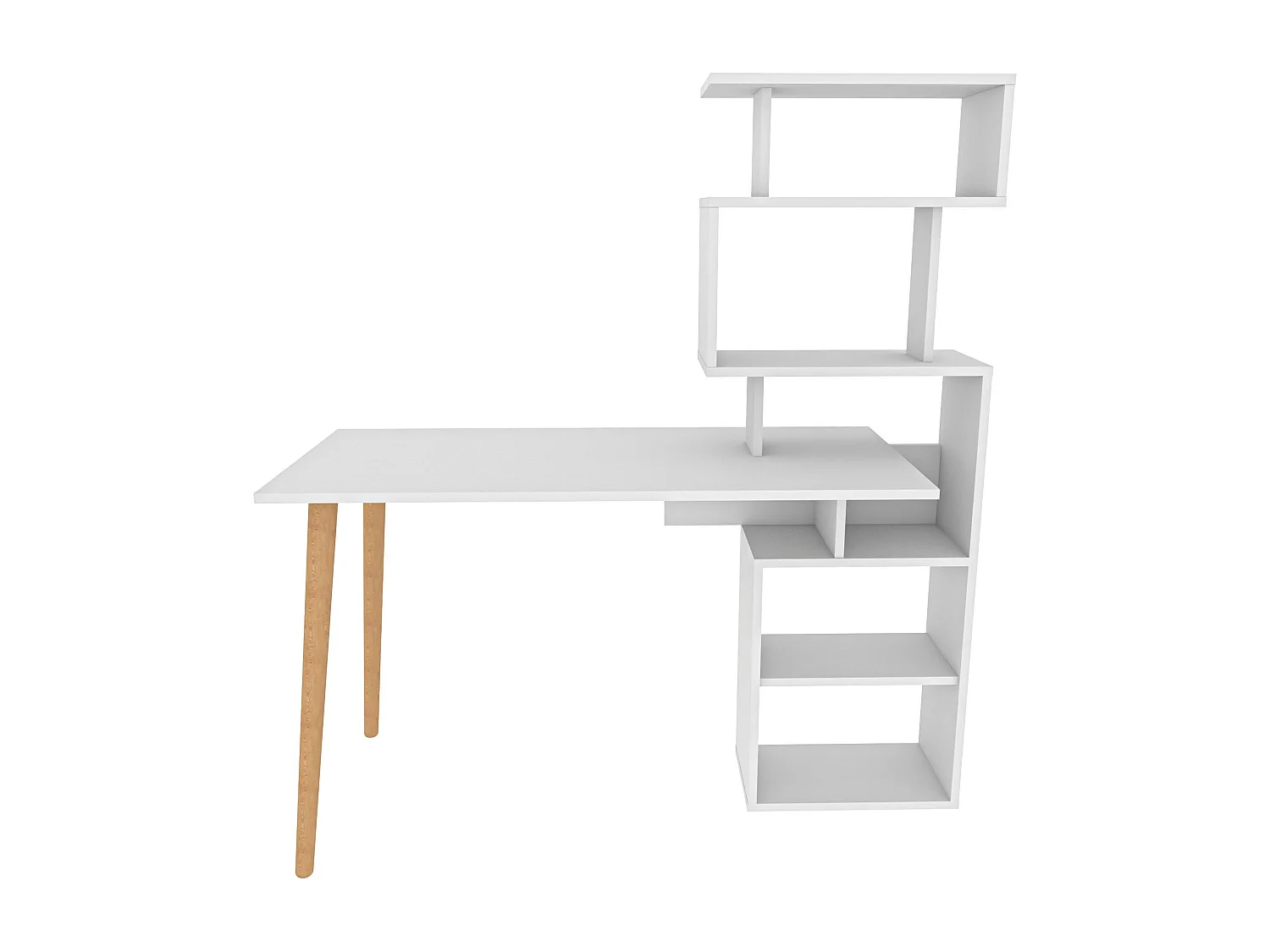 Bureau avec étagères Bardon L133cm Blanc