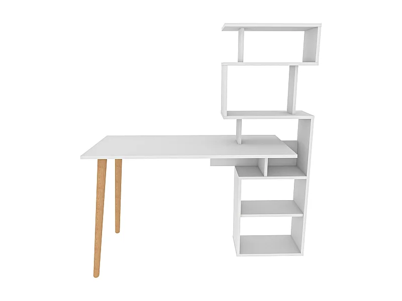 Bureau avec étagères Bardon L133cm Blanc