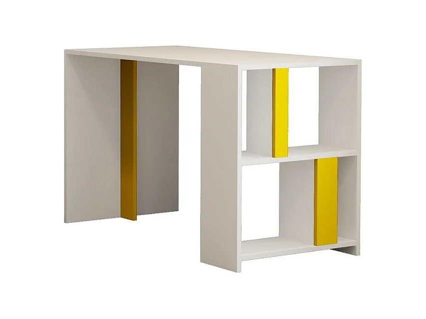 Ensemble bureau et bibliothèque Officium Bois Blanc et Jaune