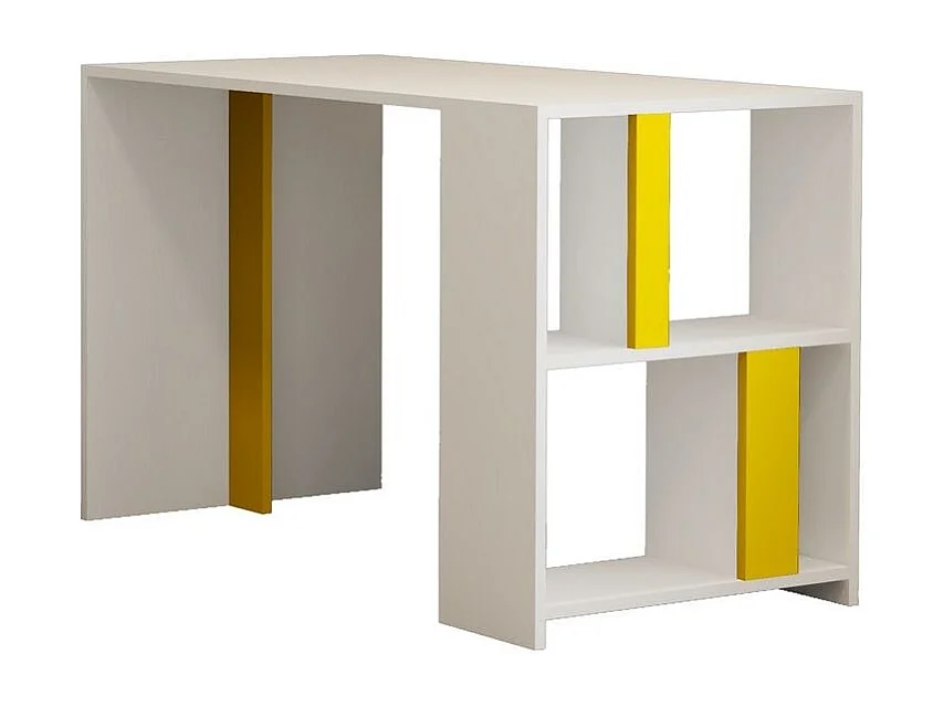 Secretária e Estante de Estudo Lima - Branco e Amarelo para um Espaço Inspirador