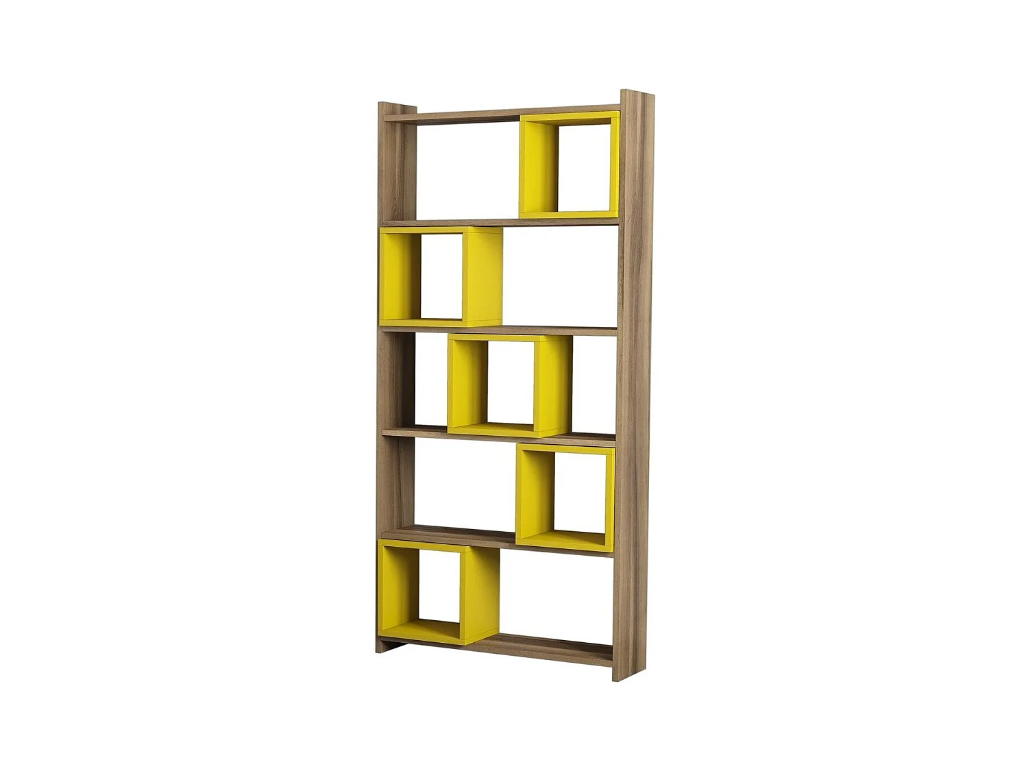 Ensemble bureau bibliothèque et étagère Officila Bois et Jaune