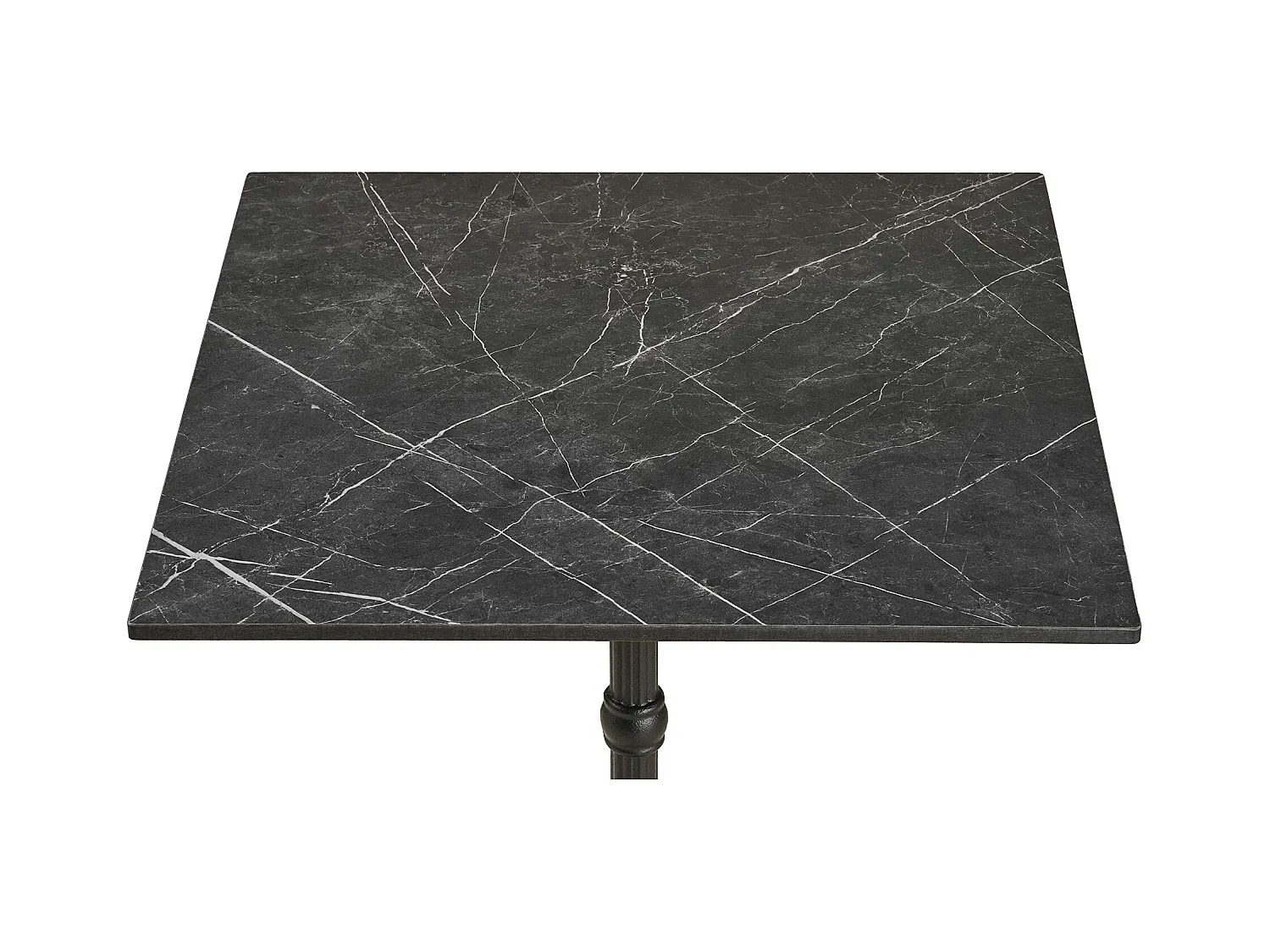 Table de bistrot carrée PARIZ 60cm – Plateau effet marbre gris foncé & pieds en aluminium noir