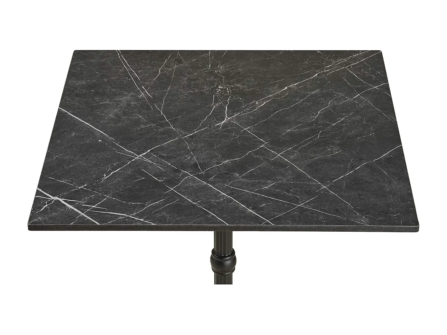 Table de bistrot carrée PARIZ 60cm – Plateau effet marbre gris foncé & pieds en aluminium noir