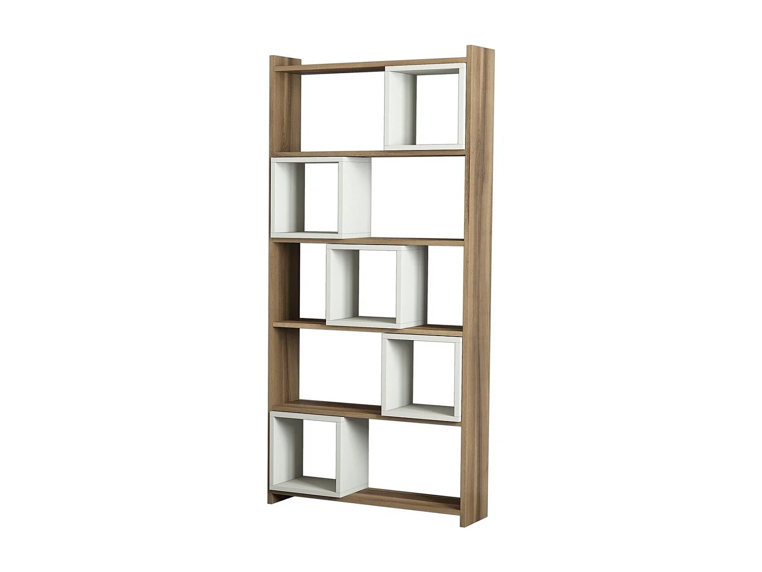 Conjunto de Secretária e Estante em Nogueira e Creme para Estudo Moderno