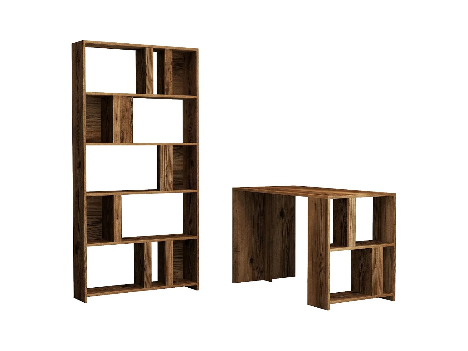 Ensemble bureau et bibliothèque Officium Bois Naturel