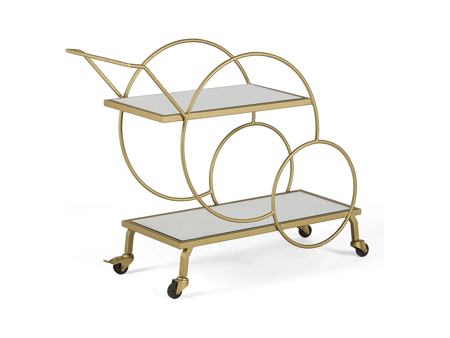 Chariot de bar VINO en miroir et métal doré – 81cm