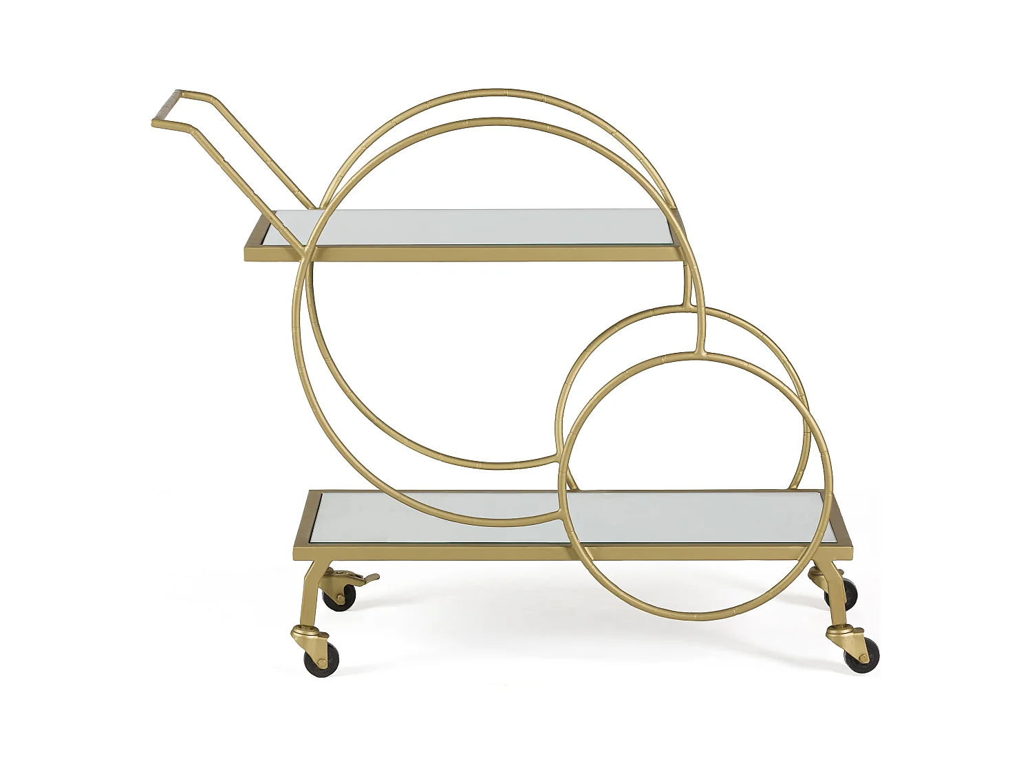 Chariot de bar VINO en miroir et métal doré – 81cm