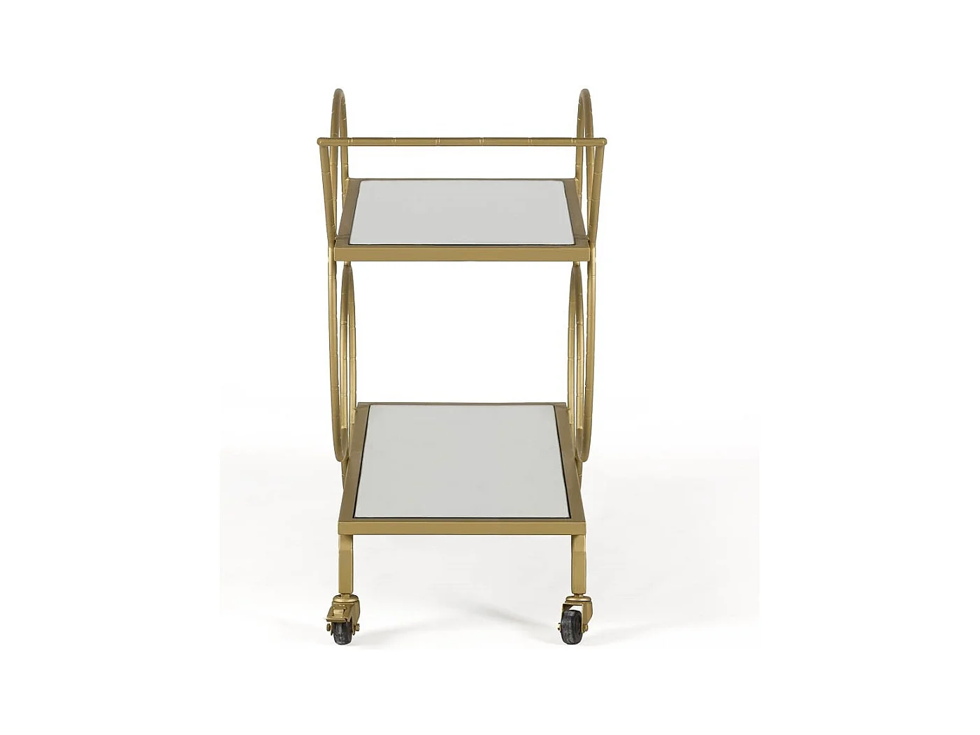 Chariot de bar VINO en miroir et métal doré – 81cm