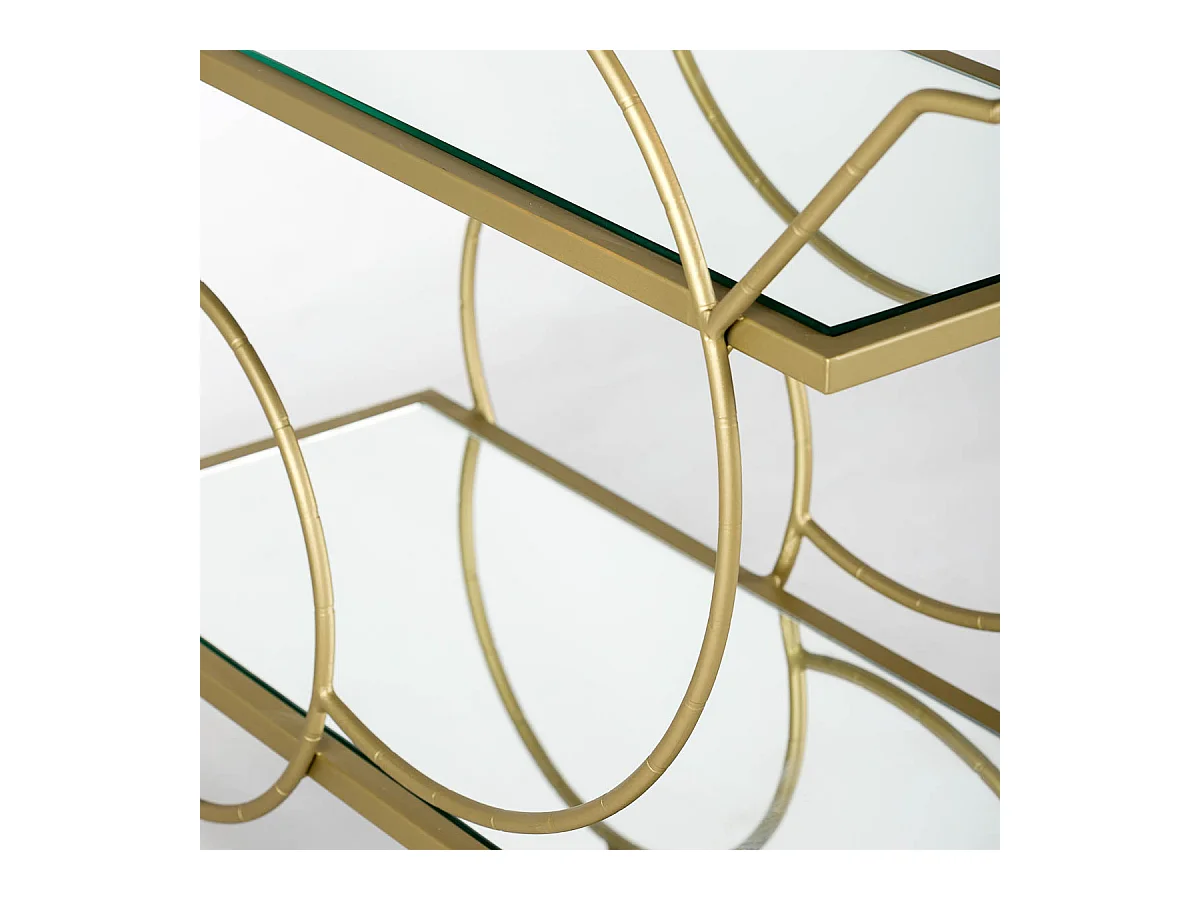 Chariot de bar VINO en miroir et métal doré – 81cm