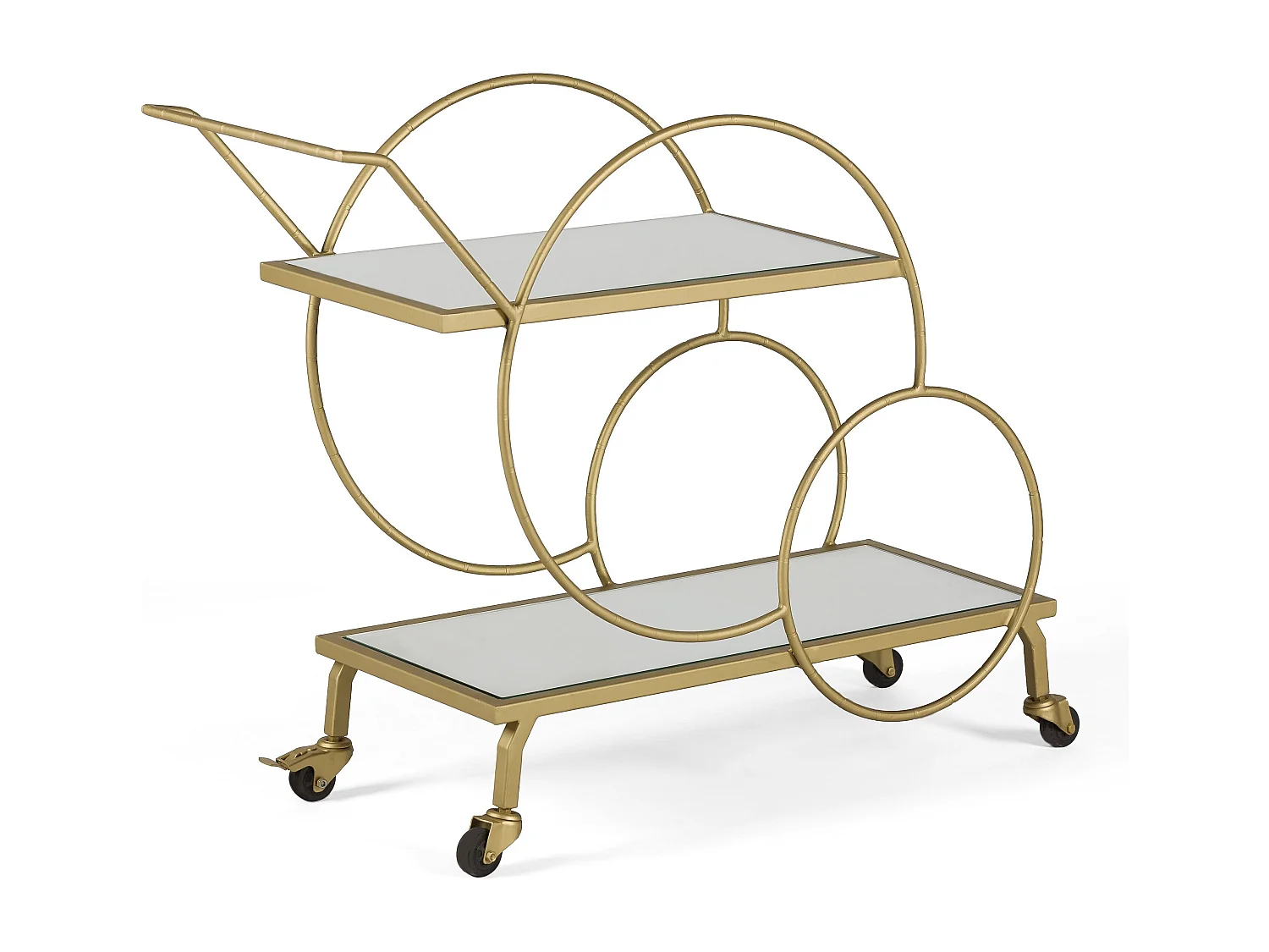 Chariot de bar VINO en miroir et métal doré – 81cm