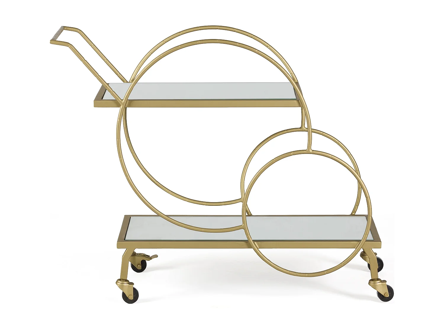 Chariot de bar VINO en miroir et métal doré – 81cm