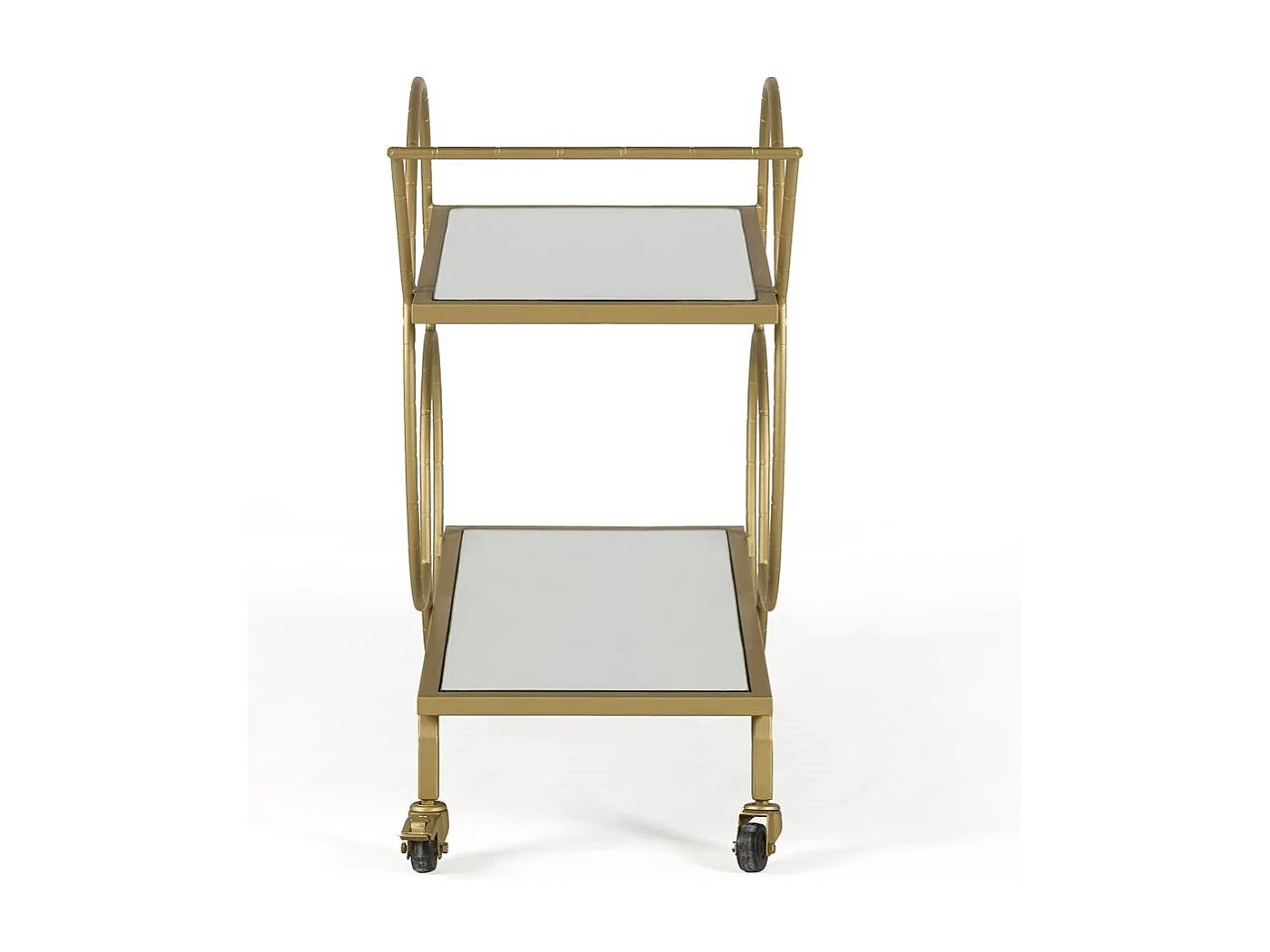 Chariot de bar VINO en miroir et métal doré – 81cm