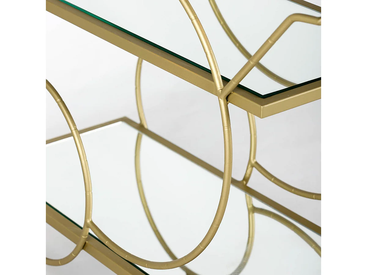 Chariot de bar VINO en miroir et métal doré – 81cm