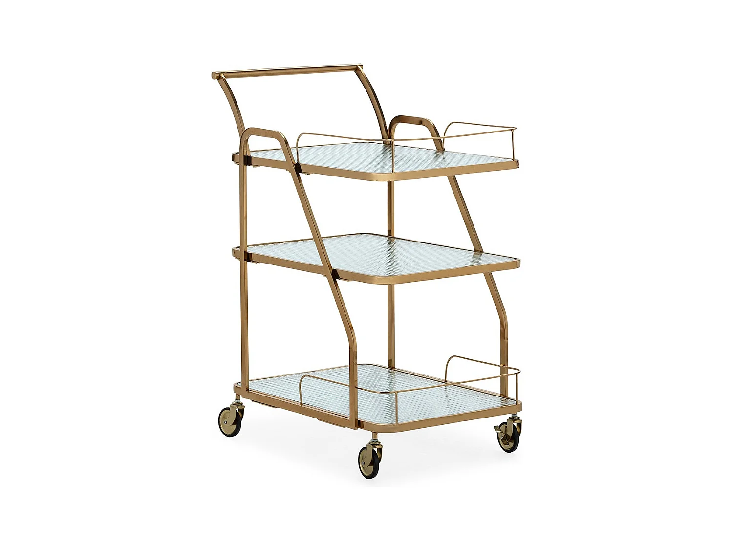 Chariot de bar LIVIO en métal et verre doré – 63cm