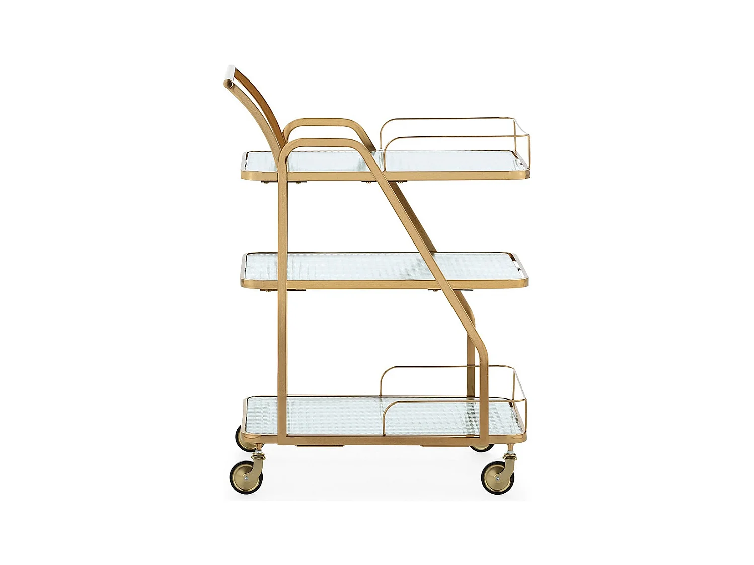 Chariot de bar LIVIO en métal et verre doré – 63cm