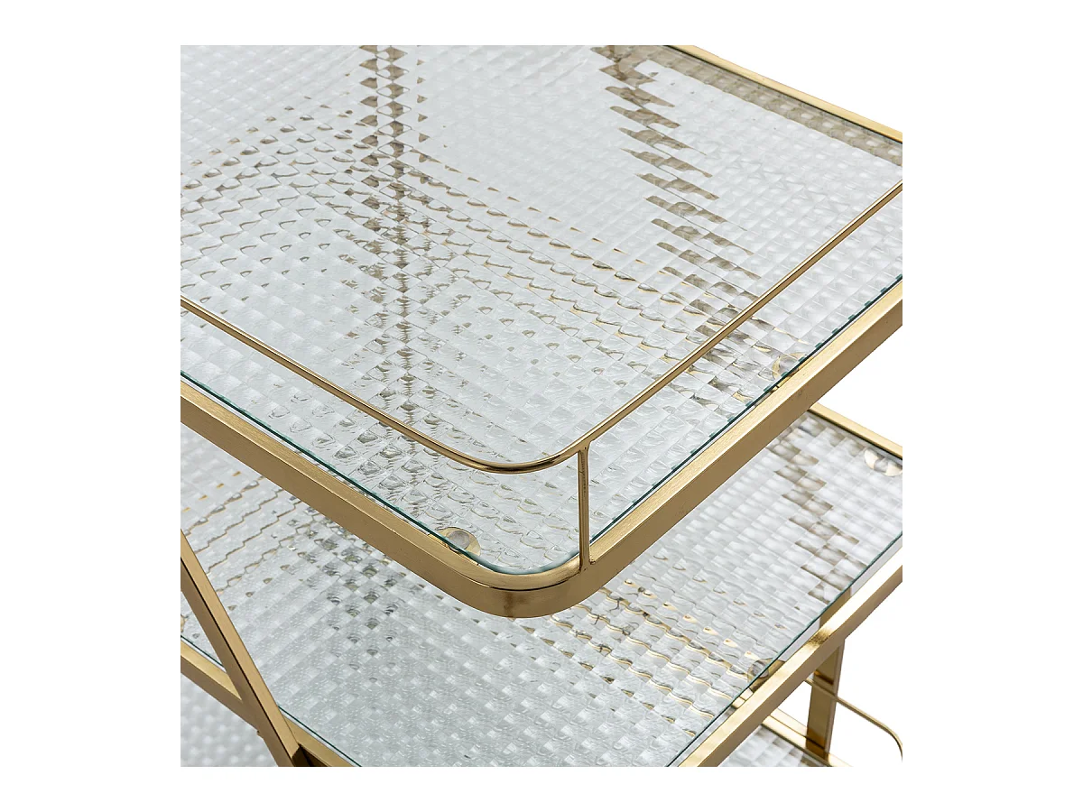 Chariot de bar LIVIO en métal et verre doré – 63cm