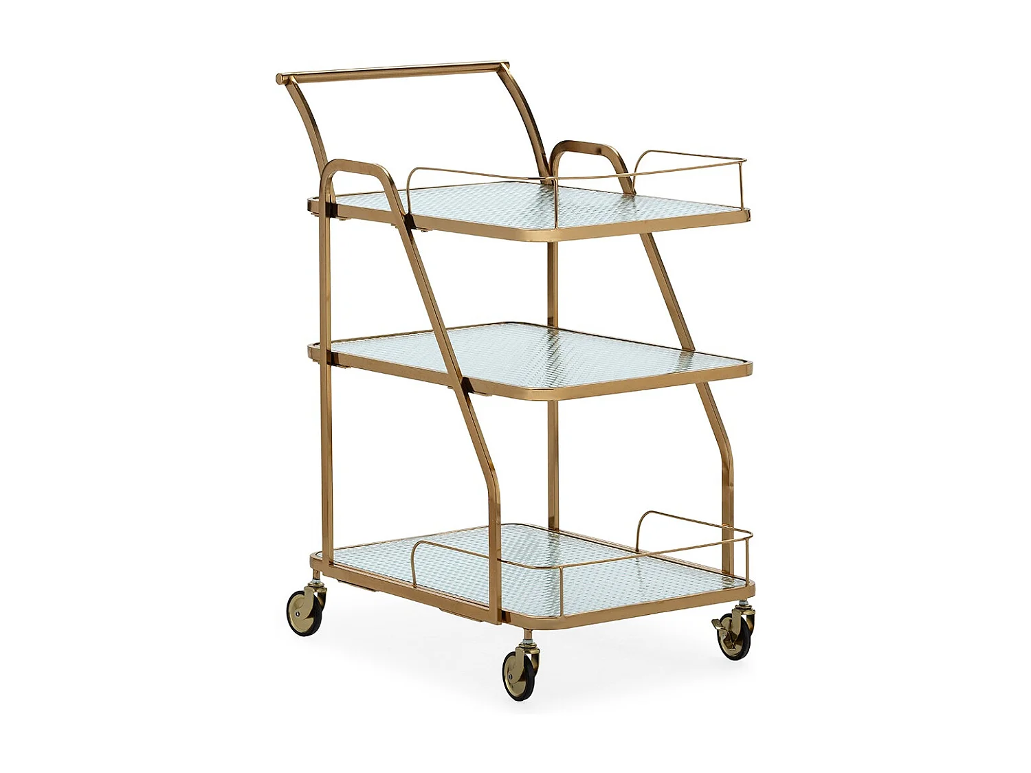 Chariot de bar LIVIO en métal et verre doré – 63cm