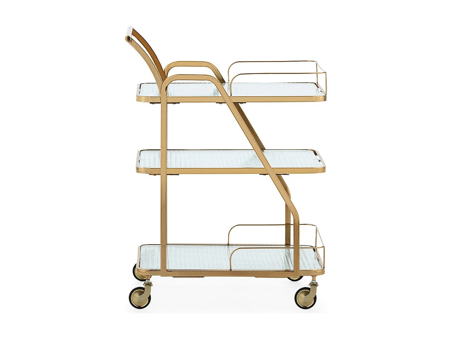 Chariot de bar LIVIO en métal et verre doré – 63cm