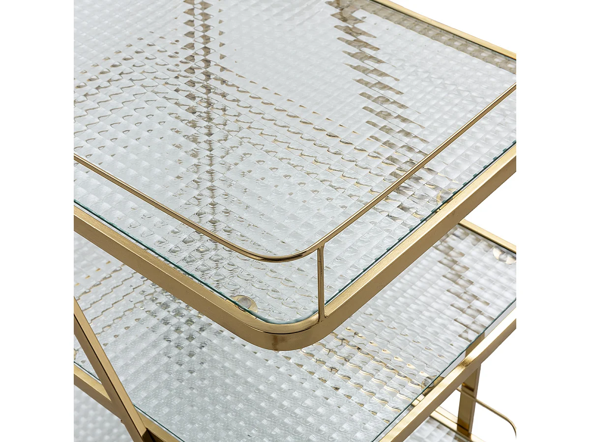 Chariot de bar LIVIO en métal et verre doré – 63cm