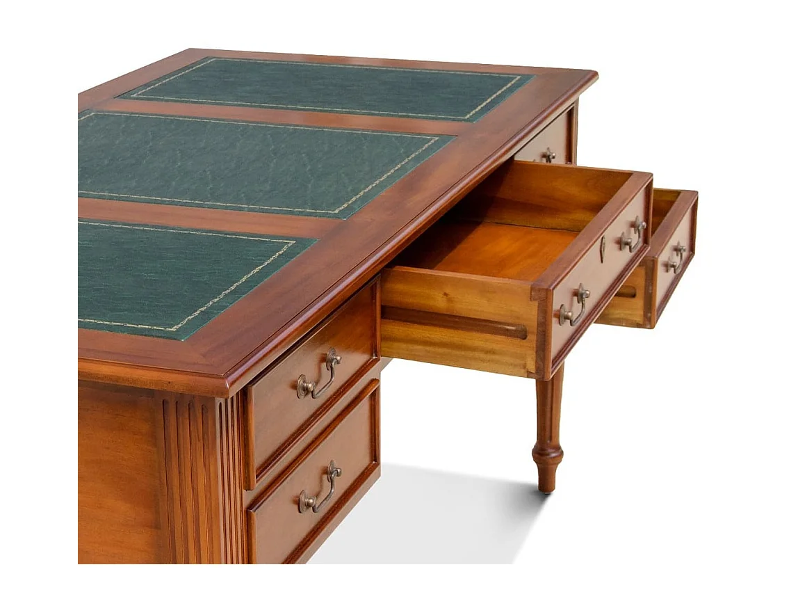 Bureau en bois massif d'acajou 5 tiroirs CASTLE 180cm
