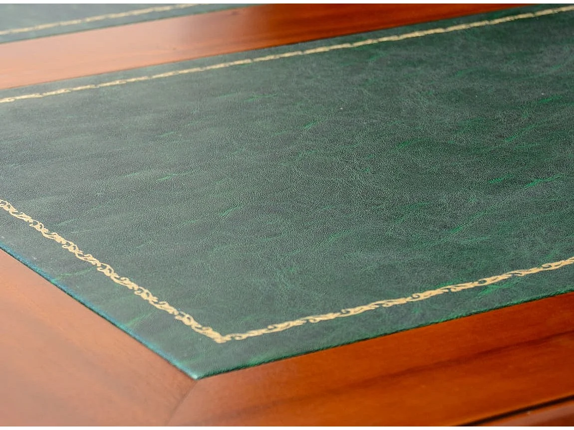 Bureau en bois massif d'acajou 5 tiroirs CASTLE 180cm