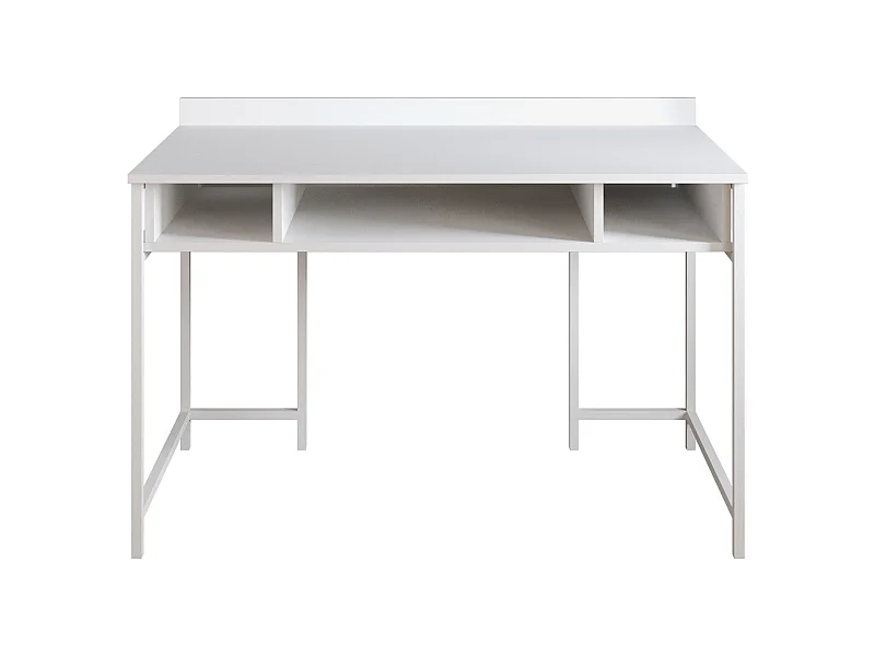 Bureau 3 étagères Plinio 119,5x65,2cm Bois Métal Blanc