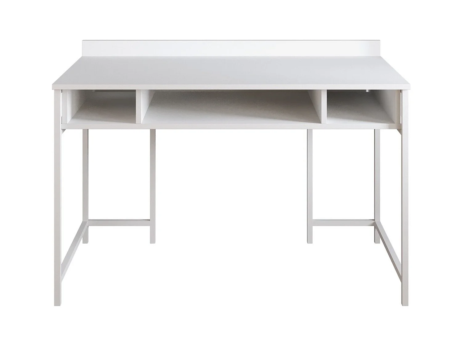 Bureau 3 étagères Plinio 119,5x65,2cm Bois Métal Blanc