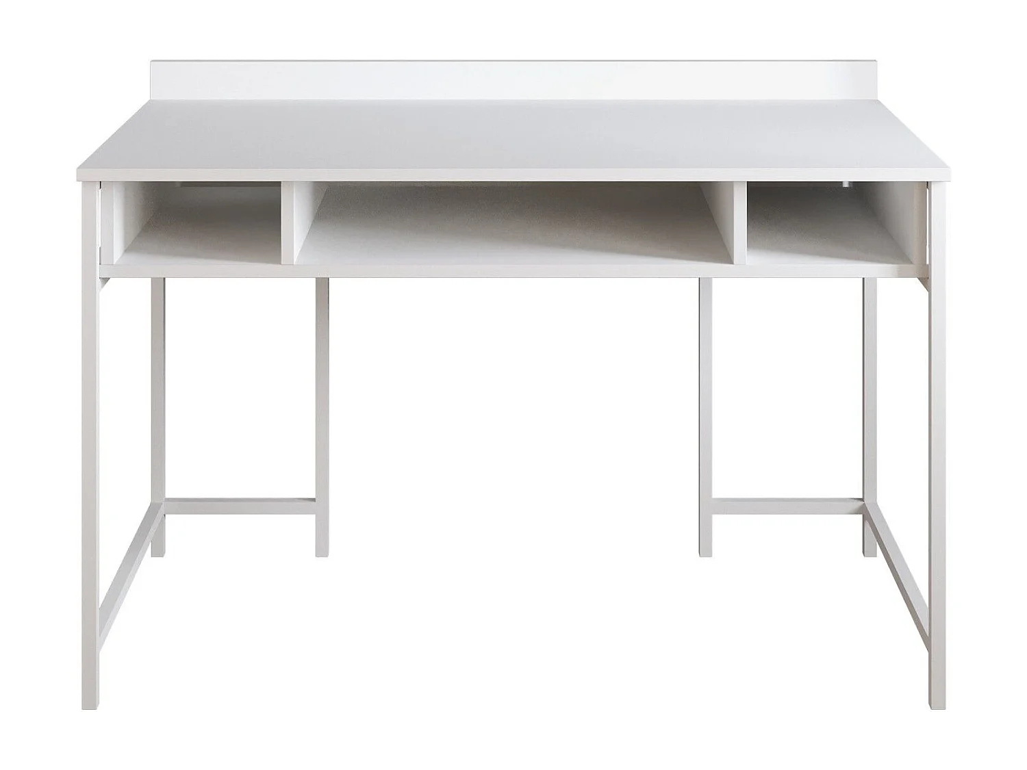 Bureau 3 étagères Plinio 119,5x65,2cm Bois Métal Blanc