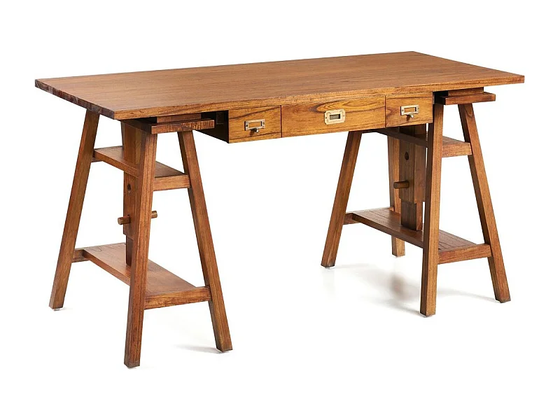 Bureau tréteaux réglable en bois massif ORKA