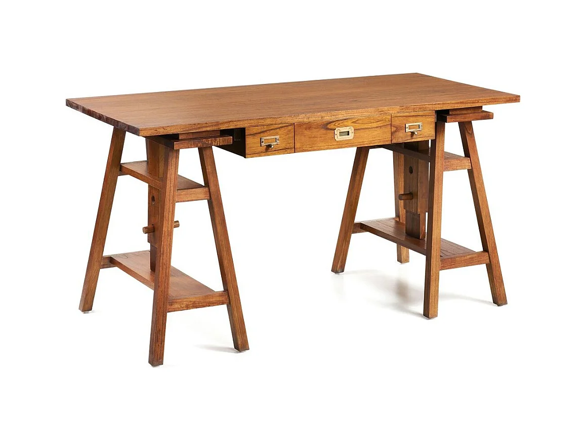 Bureau tréteaux réglable en bois massif ORKA