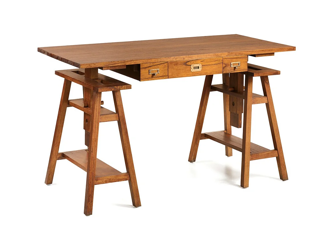 Bureau tréteaux réglable en bois massif ORKA