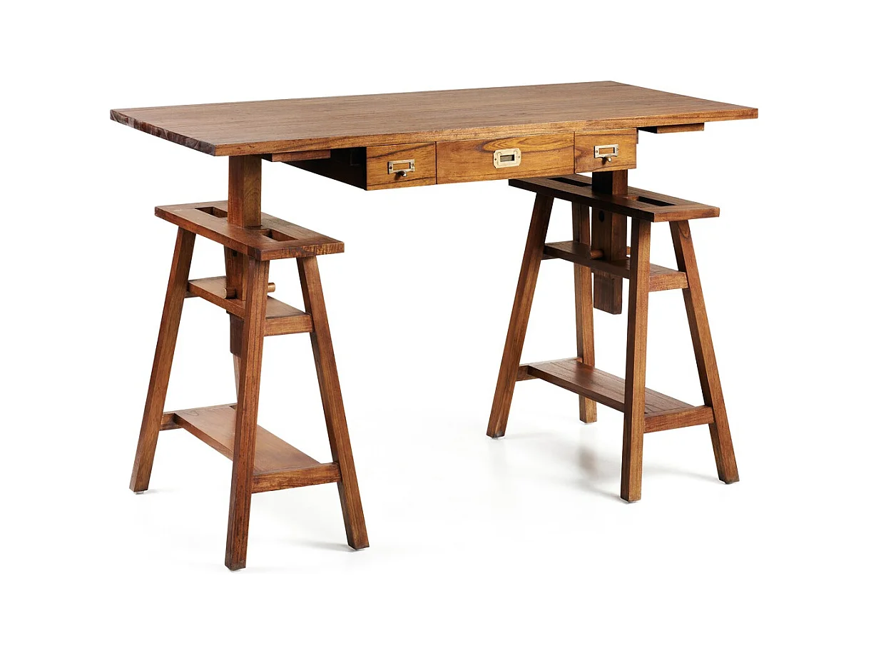 Bureau tréteaux réglable en bois massif ORKA
