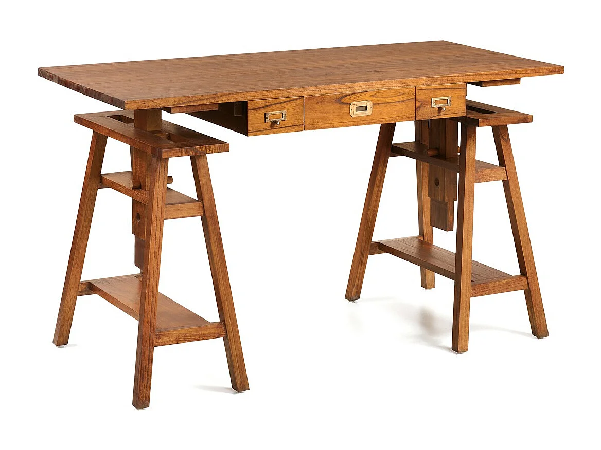 Bureau tréteaux réglable en bois massif ORKA