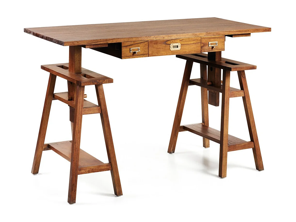 Bureau tréteaux réglable en bois massif ORKA
