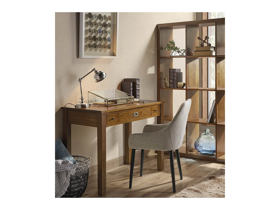 Bureau en bois massif de Mindy 3 tiroirs ORKA 110cm