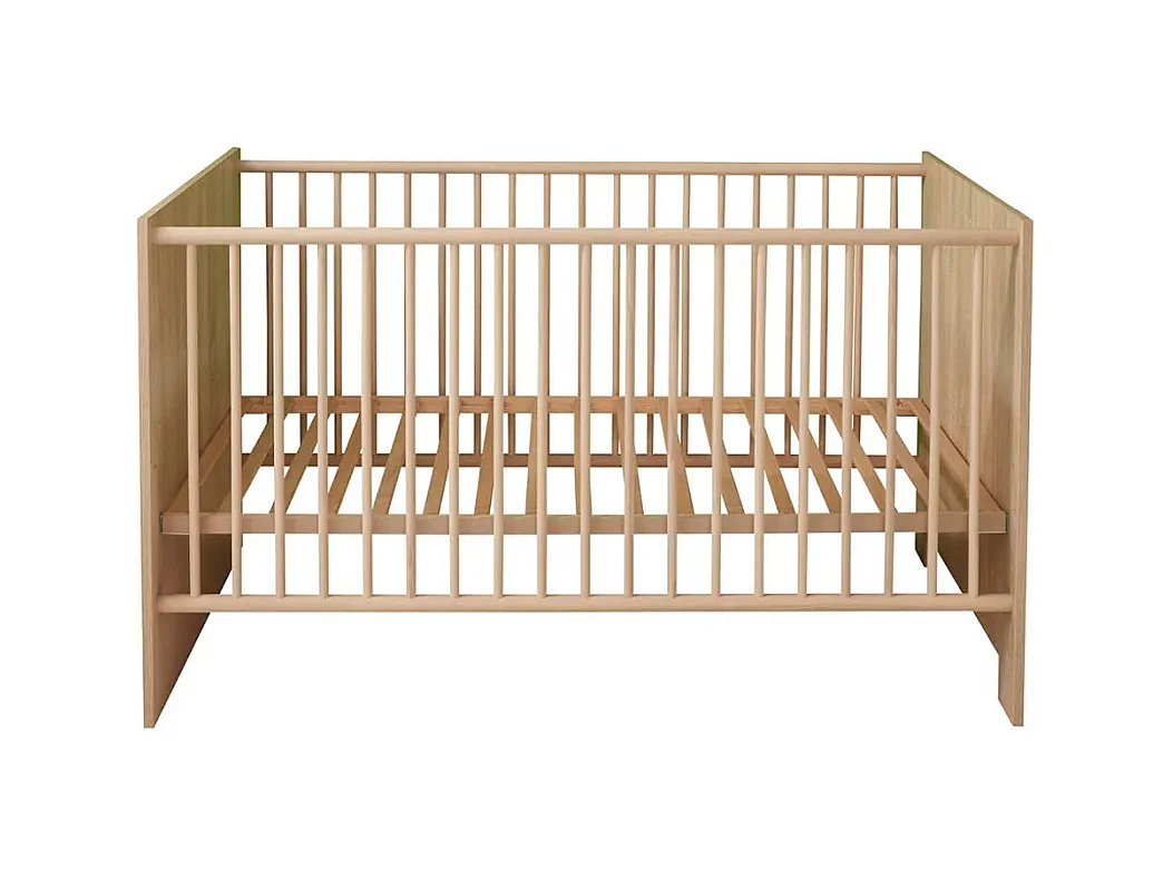 Lit à barreaux 70x140 mélaminé chêne clair Kenan