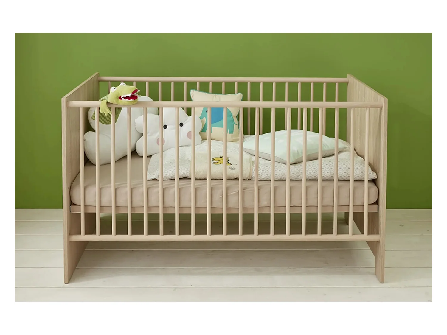 Lit à barreaux 70x140 mélaminé chêne clair Kenan