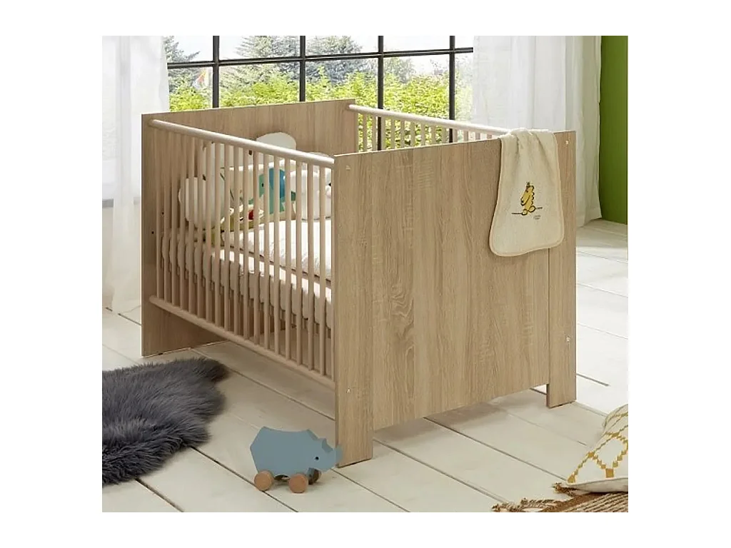 Lit à barreaux 70x140 mélaminé chêne clair Kenan