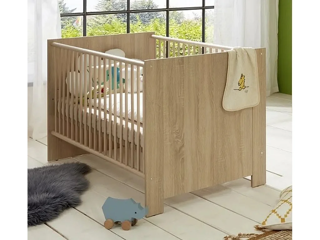 Lit à barreaux 70x140 mélaminé chêne clair Kenan