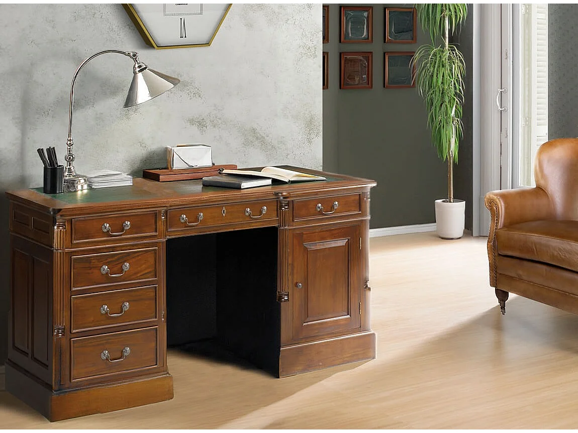 Bureau en bois massif d'acajou CASTLE 160cm