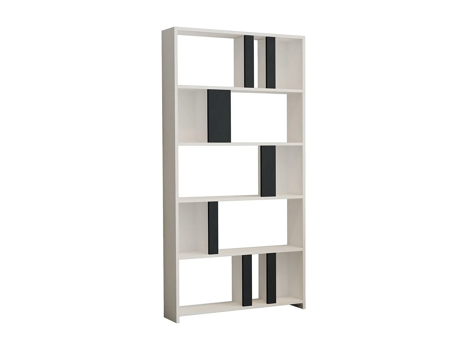 Ensemble bureau et bibliothèque bois blanc et gris Kima