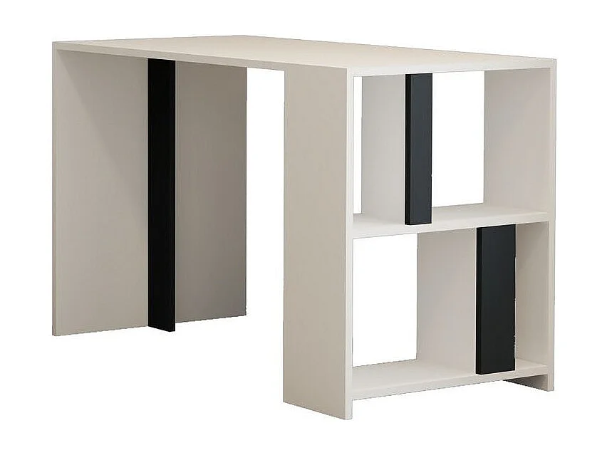 Ensemble bureau et bibliothèque bois blanc et gris Kima