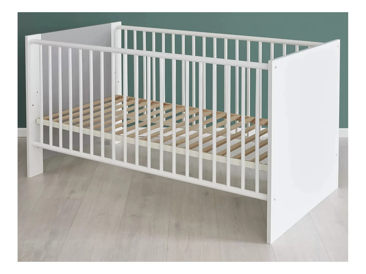 Lit à barreaux 70x140 mélaminé gris et blanc Evans