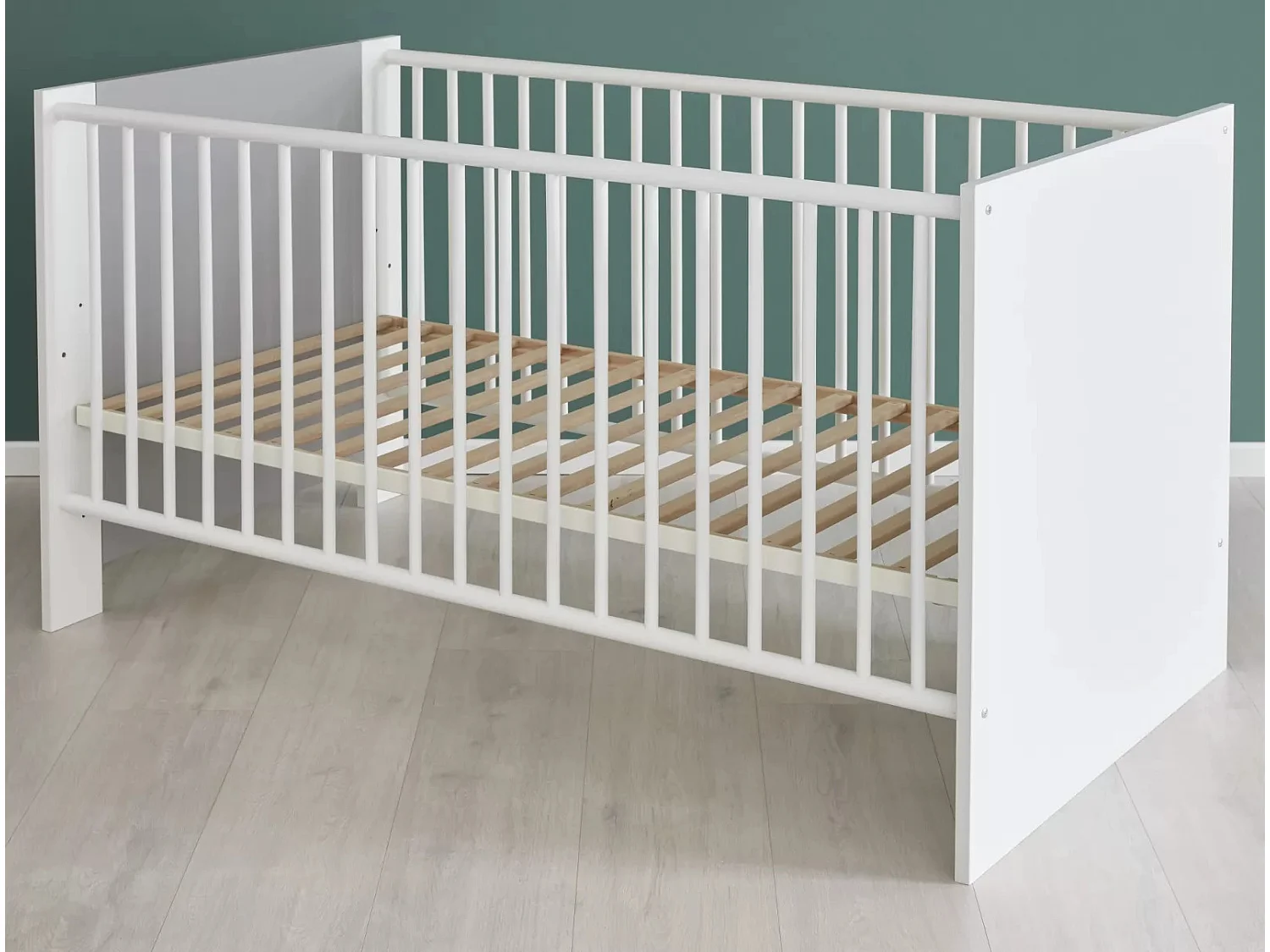 Lit à barreaux 70x140 mélaminé gris et blanc Evans