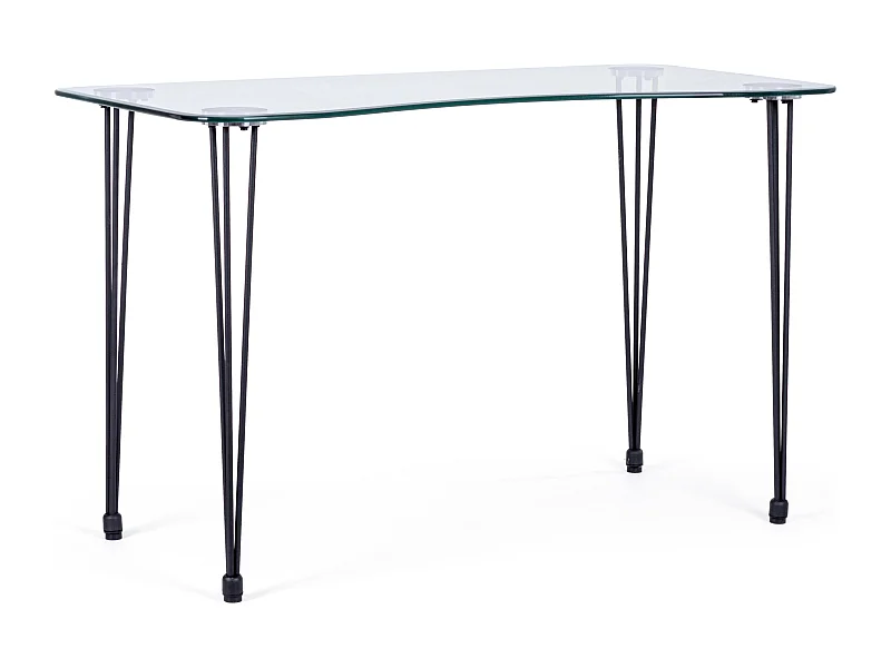 Bureau van gehard glas en zwart stalen poten Randy 120 cm