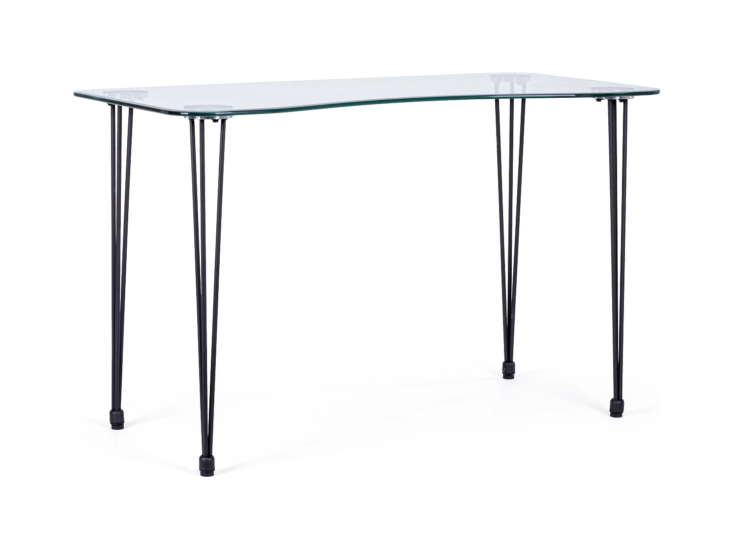 Bureau van gehard glas en zwart stalen poten Randy 120 cm