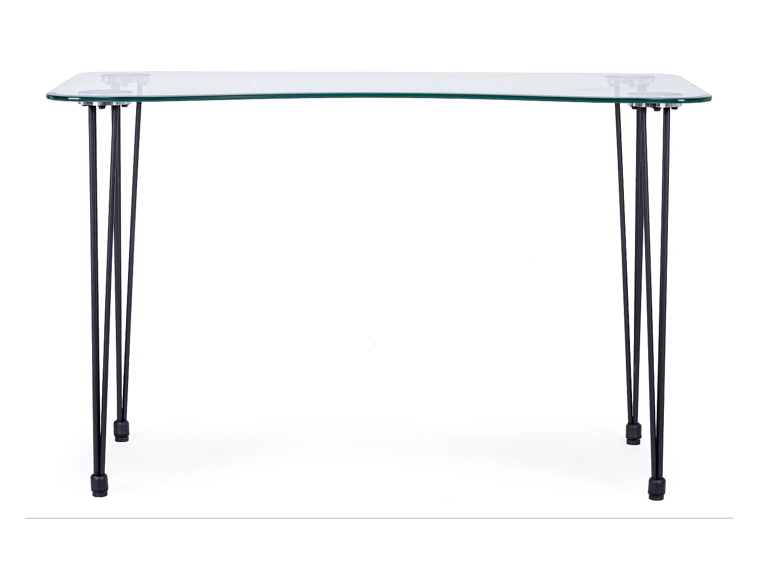 Bureau van gehard glas en zwart stalen poten Randy 120 cm