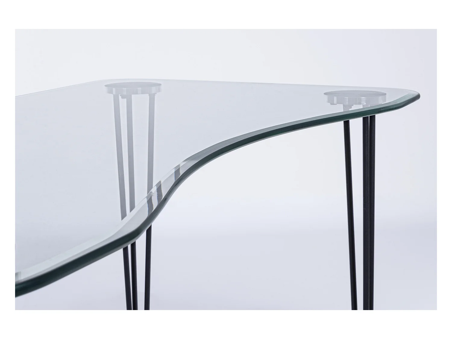 Bureau van gehard glas en zwart stalen poten Randy 120 cm